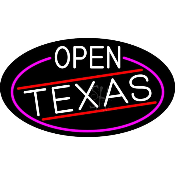 White Open Texas Oval With Pink Border LED Neon Sign 20 x 37 - inches, Clear Edge Cut Acrylic Backing, with Dimmer - Bright and Premium built indoor LED Neon Sign for Bar decor.