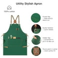 thumbnail image 3 of Shop Work Apron for Barista Bartender Barber Artist Painting Gardening, Cross Back Strap Adjustable for Men Women Apron with Large Pocket, Canvas Chef Apron for Kitchen Cooking Baking Grilling -Green, 3 of 7