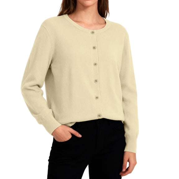 Sweaters for Women Long Sleeve Knit Cardigan Button Down Classic Crew Neck Sweater Tops 2026 Fashion Outfits