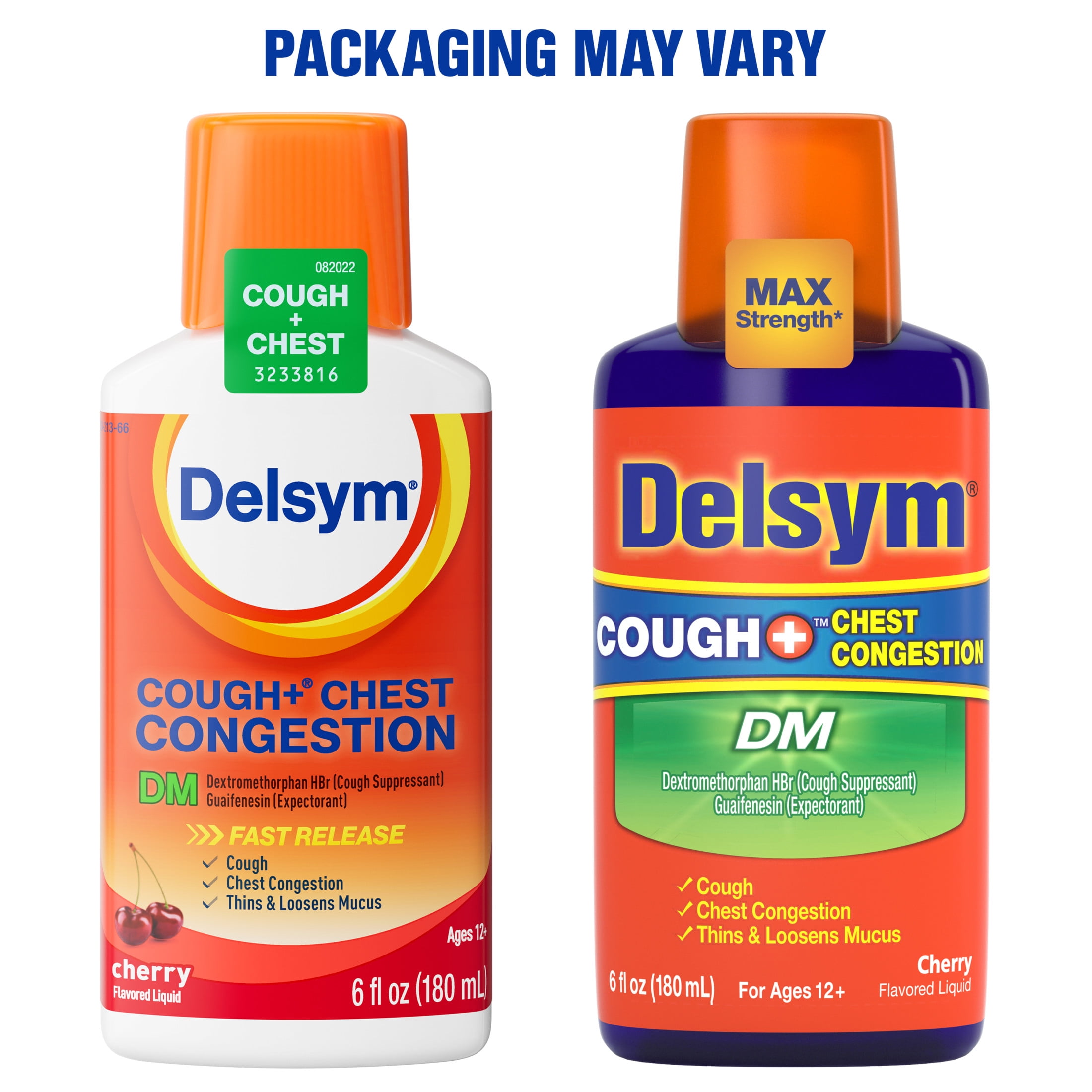 Delsym Max Strength DM Cough + Chest Congestion Medicine, Cherry Flavor, Liquid, 6 fl oz