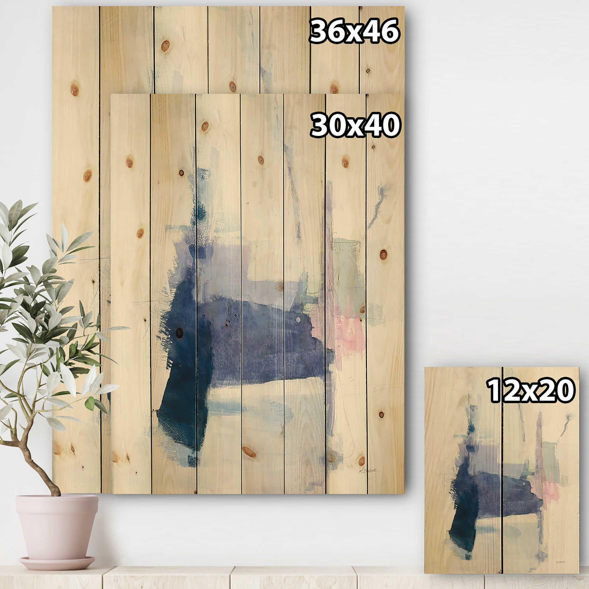 Designart 'Blue Interlude' Traditional Print on Natural Pine Wood