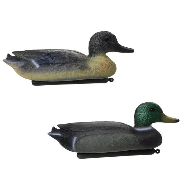 koolsoo 2 Pieces Fishing Male Hunting Plastic Decoy Duck Lures Decoy with Floating