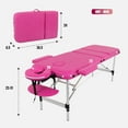 thumbnail image 7 of Adjustable 3 Folding Massage Table 73 inch Aluminium Frame Massage Bed Portable PU Leather Spa Bed, Pink, 7 of 7