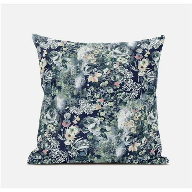 HomeRoots 413661 18 in. Gray Springtime Zippered Suede Throw Pillow, Red, Light Green & Indigo