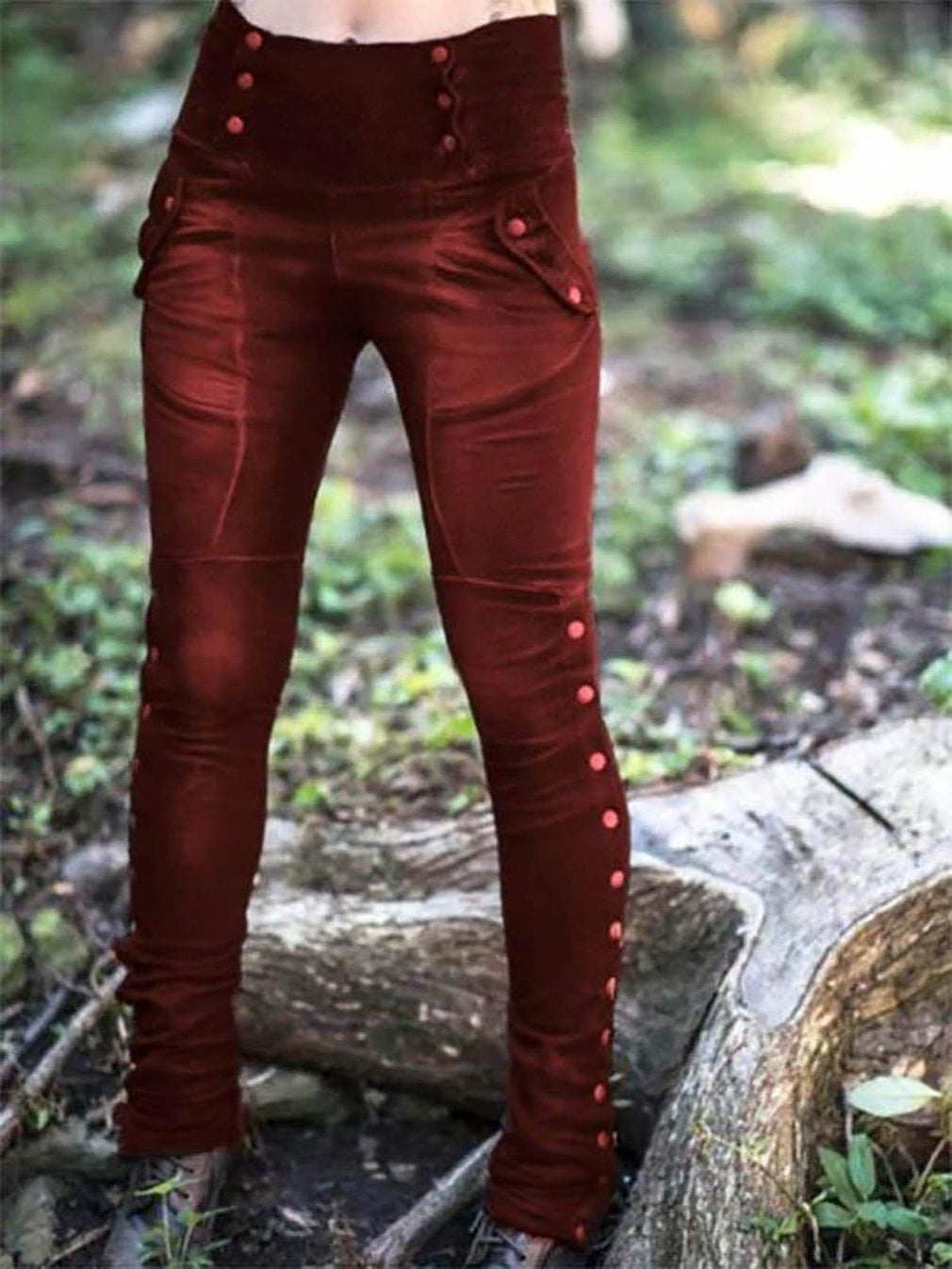 Rivet Split Slim Stretch Pockets Women 