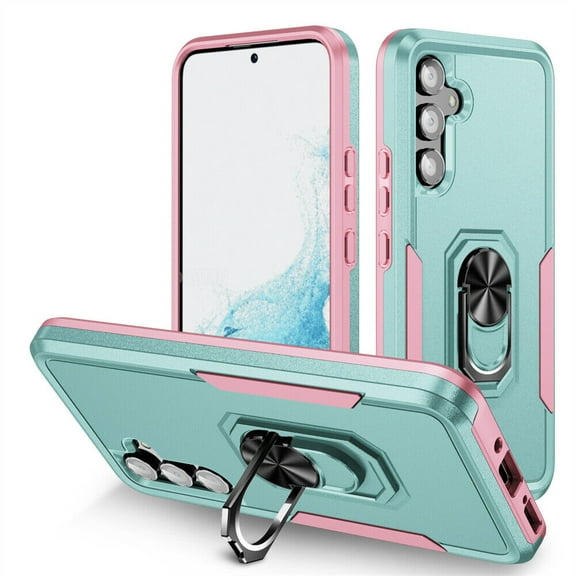 TASHHAR Samsung Galaxy A14 5G Case with Magnetic Ring Kickstand Military Grade Double Layer Drop Protection Rugged Detachable for Galaxy A14 5G Phone - Teal Pink