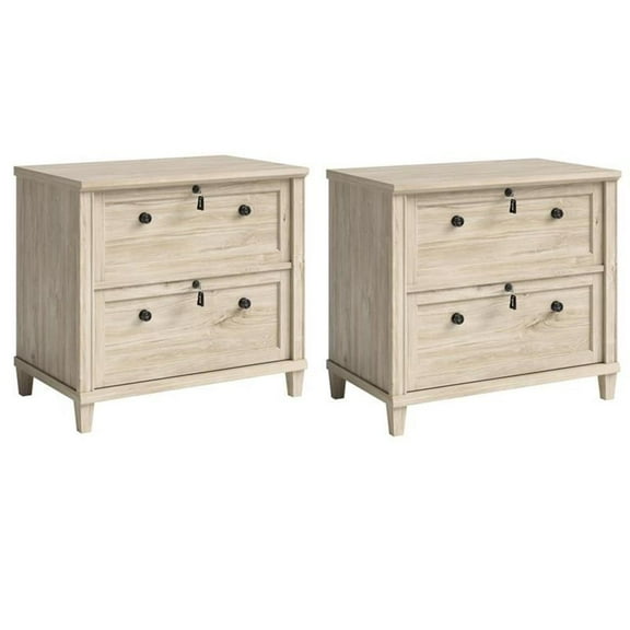 Home Square Set of 2 Engineered Wood Lateral File Cabinet in Chalk Oak