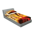 thumbnail image 2 of Ambesonne Nature Fitted Sheet & Pillow Sham Set, Sunset in the Forest, Twinxl, Yellow Orange, 2 of 2