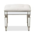 thumbnail image 2 of Baxton Studio Marielle Hollywood Regency Glamour Style Off White Fabric Upholstered Mirrored Ottoman Vanity Bench, 2 of 7