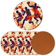 thumbnail image 2 of Basketball Microfiber Leather Round Coasters (6PCS) - 11x11 cm/4.3x4.3 in Square Drink Coasters Set for Table and Home Decor, 2 of 6