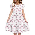 thumbnail image 3 of THDHVS Kids Dress,Short Sleeve Dress with Double Ruffle Sleeves for Girls Summer Casual Wear and Special Day Party,Dresses for Girls Pink, 3 of 9