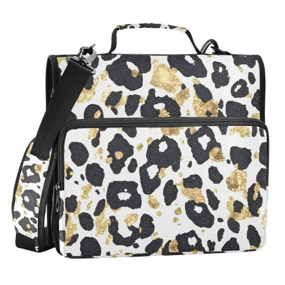 ALAZA Zipper Binder Leopard Golden-h1 3 Ring Trapper Keeper File Folder Organizer Bag