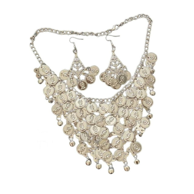 Conjunto de 2 joyas elegantes y ligeras para mujer, conjunto de joyas tradicionales indias de aleación. Pendientes de gancho