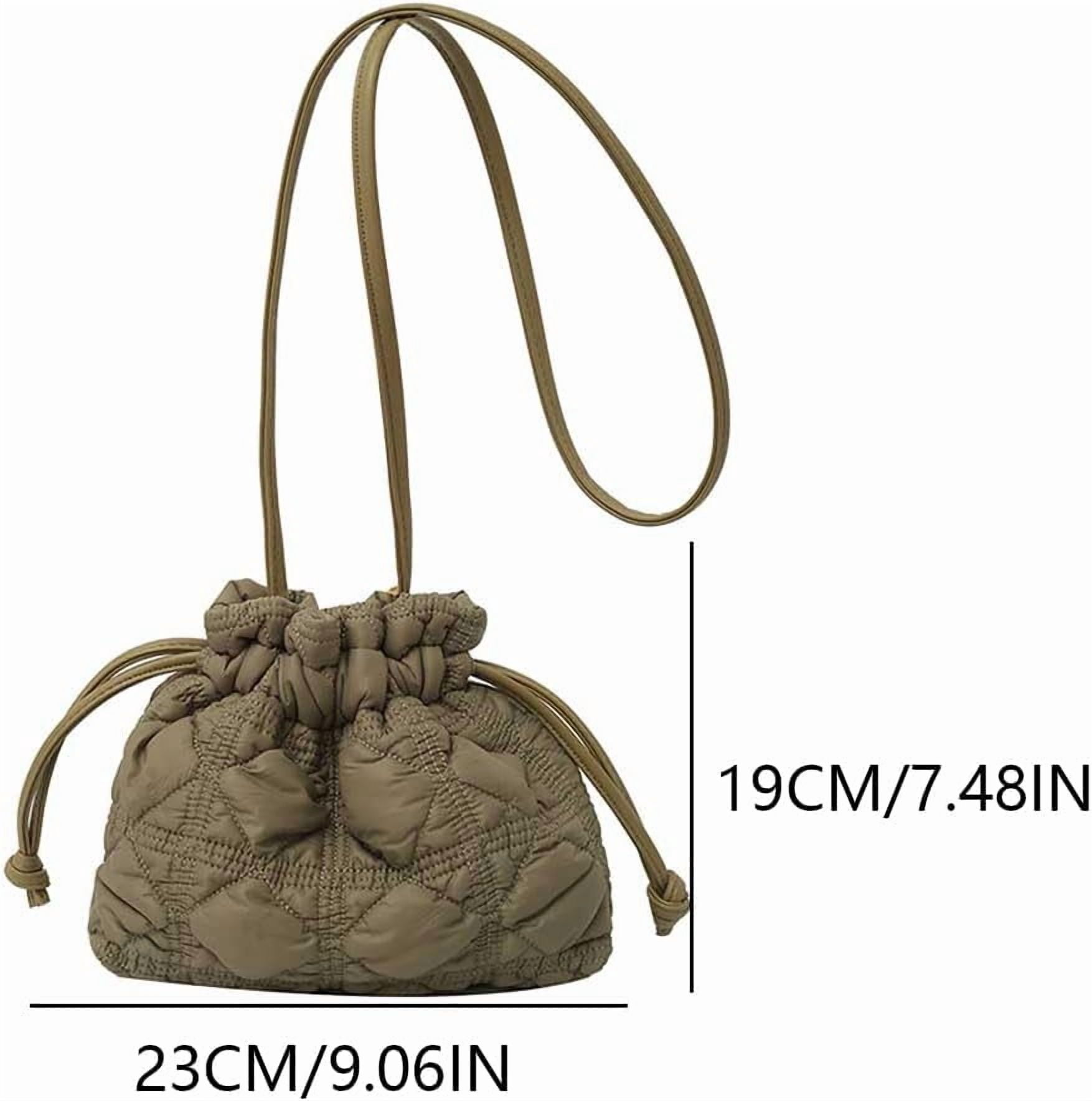 HLSOHJP Quilted Bags Mini Puffer Crossbody Bag Puffy Purse for Women Drawstring Clutch Bag Small Shoulder Purse