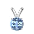 thumbnail image 2 of Mauli Jewels Engagement Necklace for Women 0.25 Carat Round Blue Topaz Pendant 4-prong 925 Sterling Silver|Silver Chain, 2 of 4