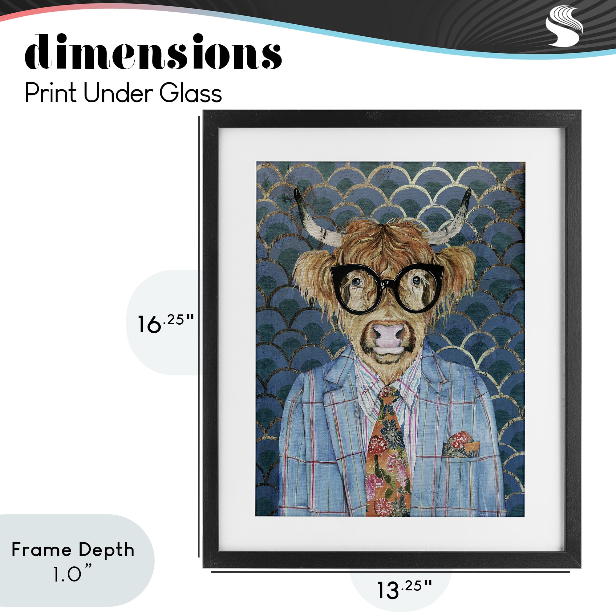 Stupell Industries Cool Highlander Portrait Black Framed Print Under Glass, design by Svetlana Aleynikova