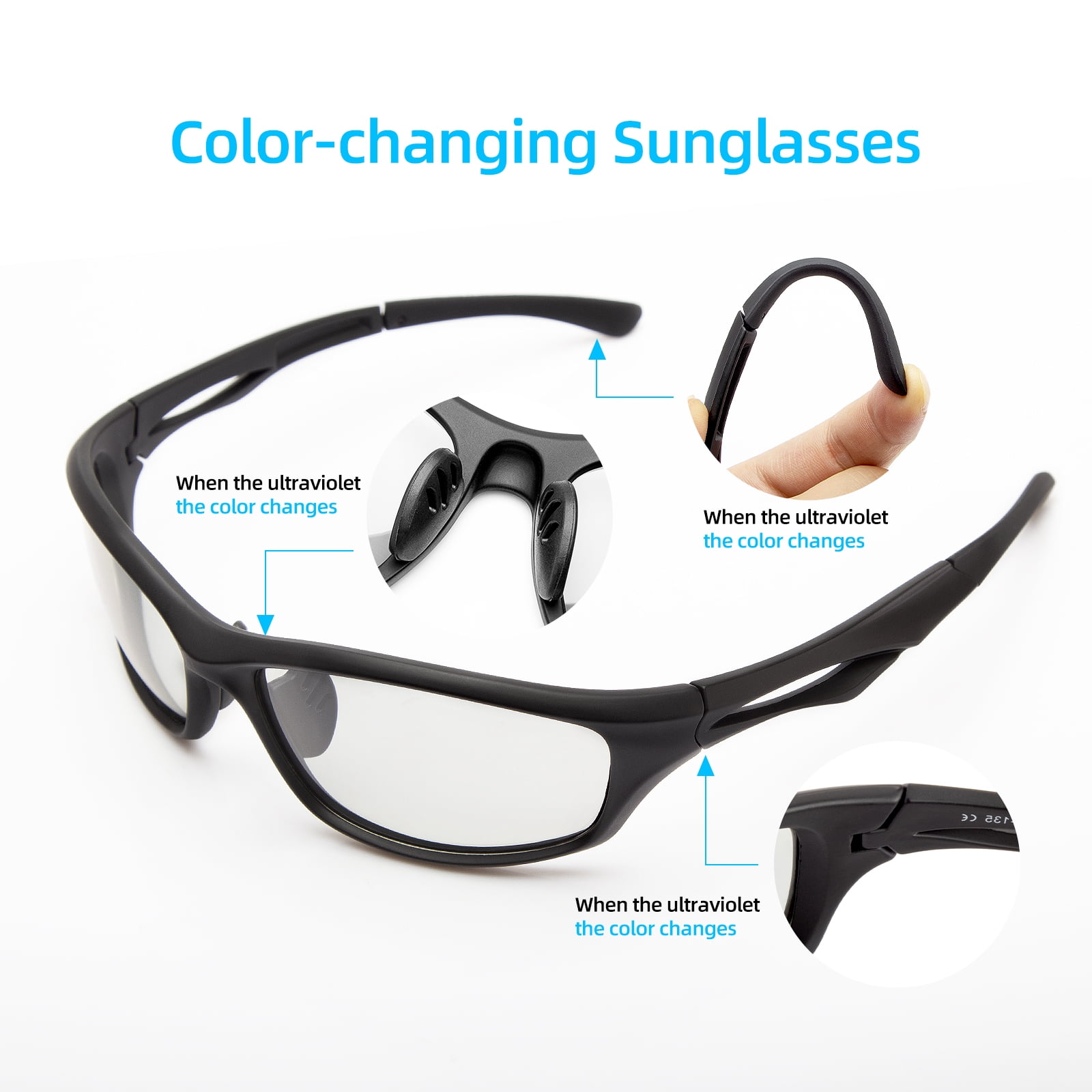 Bloomoak Photochromic Sports Unisex Sunglasses Unisex, Black