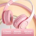thumbnail image 5 of Taicans Wireless Bluetooth Over Ear Headphones,Wireless Headphones,Kids Bluetooth Headphones,Hi-Fi Audio Foldable Lightweight,On-Ear Headphones for Girls Women,Travel,Work,Gradient Pink, 5 of 9