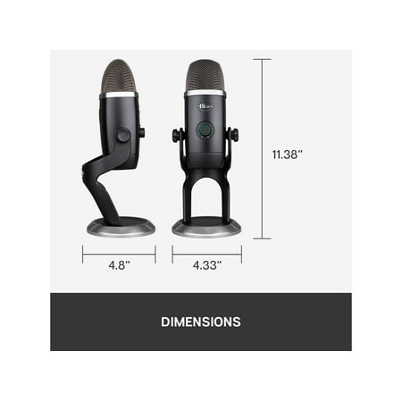 Blue Yeti X Professional USB Condenser Microphone for PC, Mac, Gaming, Recording, Streaming, Podcasting on PC, Desktop Mic with High-Res Metering, LED Lighting, Blue VO!CE Effects - Black