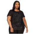 thumbnail image 1 of Michael Kors Womens Sequined Short-Sleeve Top Basic T-Shirt, black, Plus Size, 1X, 1 of 1