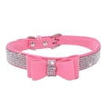 thumbnail image 1 of Methold Decoración para mascotas Cachorro Perro Gato Collar ajustable prop Correa Hebilla Rhinestone PULeather Suministros para perros rosa S, 1 of 3