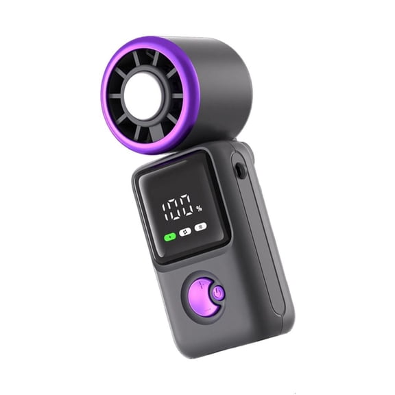 ZELVINN Portable Cooling Fan with Foldable Handle Rechargeable Battery Display Screen 5 Speeds Handheld Desk
