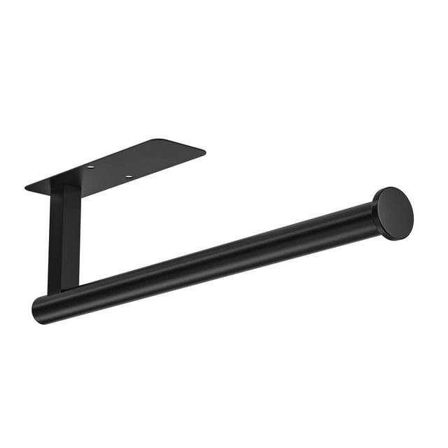 ASTOFLI Soporte para toallas de papel debajo del gabinete, sin perforación, soporte para toallas de papel autoadhesivo, montaje en pared para cocina, RV, soporte para toallas de papel negro mate, sopo