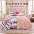 thumbnail image 4 of Regency Heights Full/Queen Comforter Sets, 4-Piece Floral Bedding Sets for All Season, Pink Stripped Comforter Set with Dec Pillow, 4 of 9