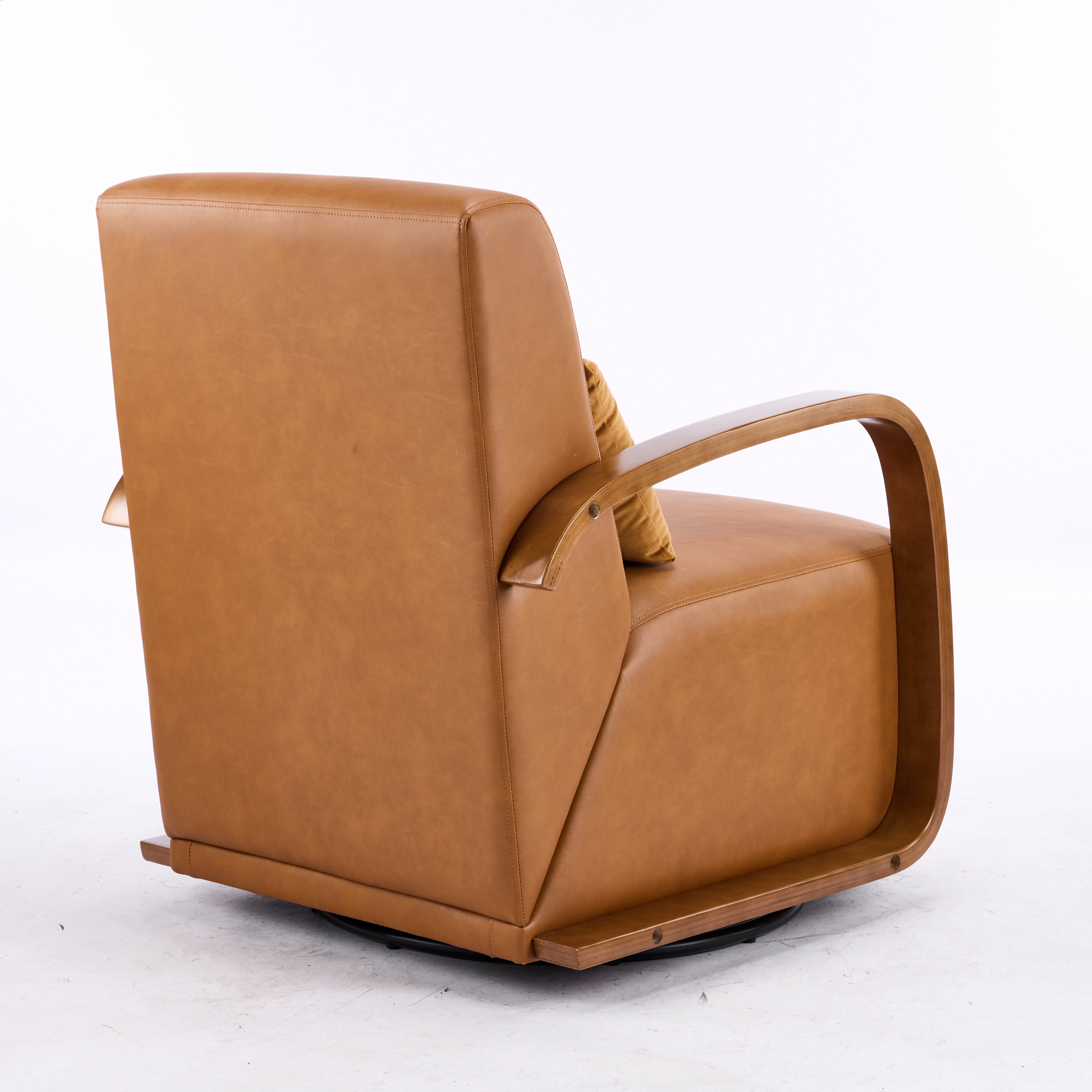 Vintage Brown Swivel Accent Chair, Solid Wood Armrests, Ergonomic Comfort, Perfect for Living Room, Reading Nook,Small Single Sofa for Bedroom, Office, Apartment (Brown)
