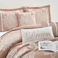 thumbnail image 3 of Nanshing Home 15 Piece Blush Damask Jacquard Comforter Set, Queen Size, Room in a Bag, Matching Bedskirt, Flat Sheet, Fitted Sheet, Pillow Shams, Curtains, 3 of 9