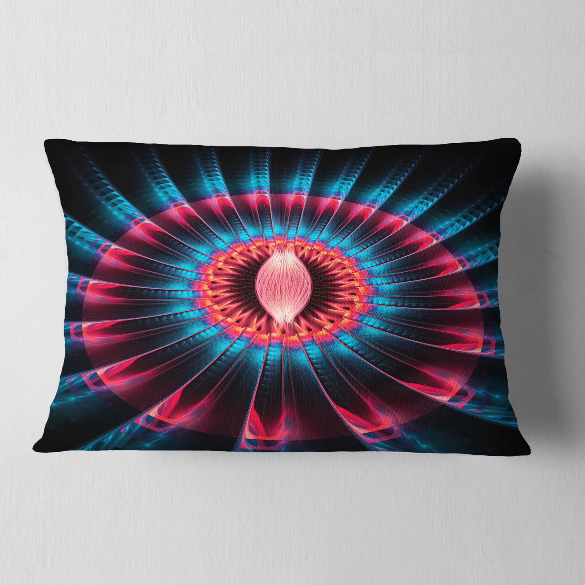 Designart Abstract Colorful Fractal Flower - Floral Throw Pillow - 12x20
