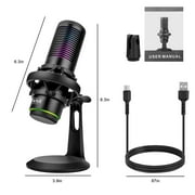 EEEkit USB Condenser Gaming Microphone with Noise Cancelling, 2 Polar Patterns, Mute, Gain for Recording/Podcasting/Streaming, Desktop Microphone Fit for Computer PC/MAC/PS5/Android