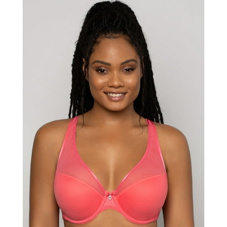 

Sheer Mesh Plunge T-Shirt Bra - Sun Kissed Coral