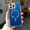 thumbnail image 4 of Designed for iPhone 16 Pro Max Magnetic Phone Case,Compatible with Mag-Safe,Anti-Scratch PU Leather Bumper,Shockproof Elegant Electroplated Rugged Ultra Slim Thin Phone Case,Blue, 4 of 7