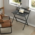 thumbnail image 6 of Favory No Assembly Folding Desk, 2-Tier Compact Computer Desk with Shelf, Space Saving Foldable Table for Home Office, Dorm or Apartment,Black,32.1" W x 24.4" D x 34.1" H, 6 of 11