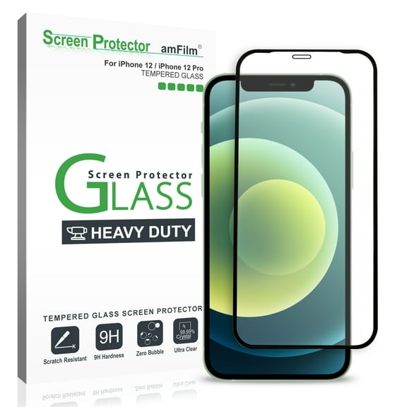 amFilm Screen Protector for iPhone 12 and 12 Pro (6.1"), Tempered Glass Heavy Duty Film for Apple iPhone 12 Pro and 12 (2020)