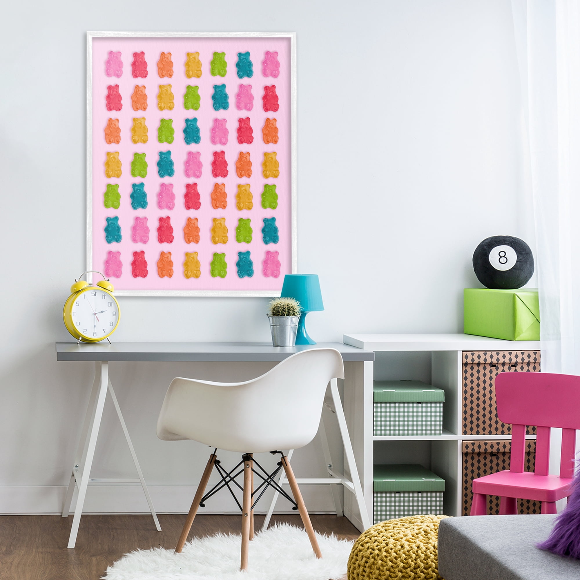 Stupell Industries Soft Rainbow Bears on Pink White Framed Giclee Art, design by LISH Creative