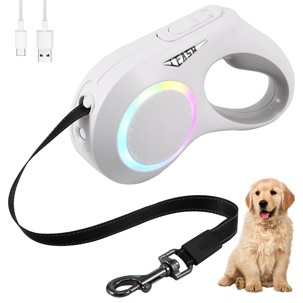 Retractable Dog Leash with LED Light 16ft Portable Retractable Walking Leash with Ergonomic Handle 600mAh Rechargeable LED Lighted Dog Leash Retractable Leash for Small Medium Dogs Pets Walmart