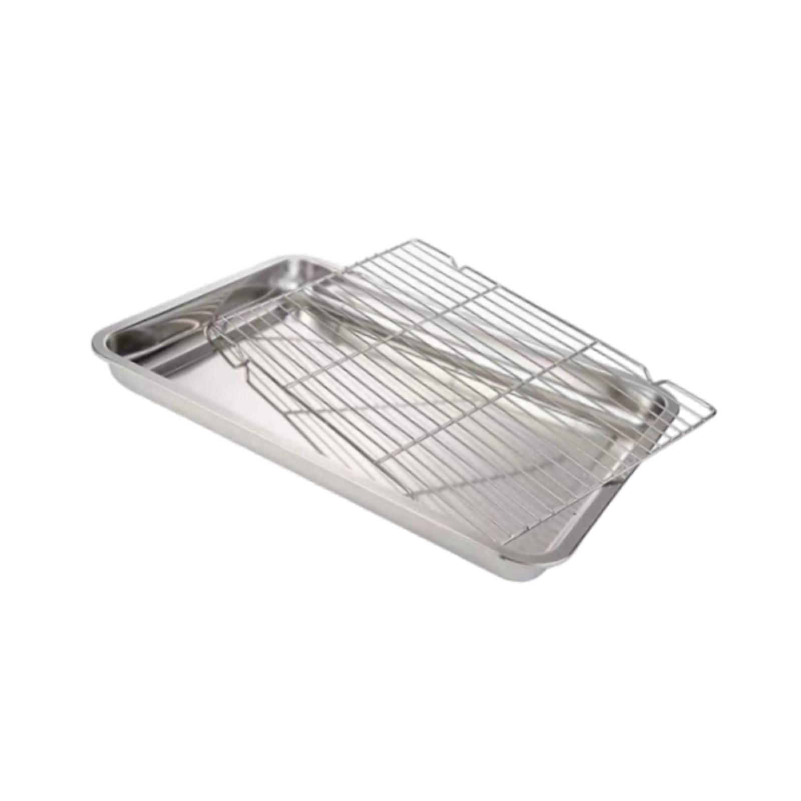 Fiocias Baking Sheet Baking Pan with Rack Food Storage Container Easy to Clean Practical 40 cmx30 cmx4.8 cm