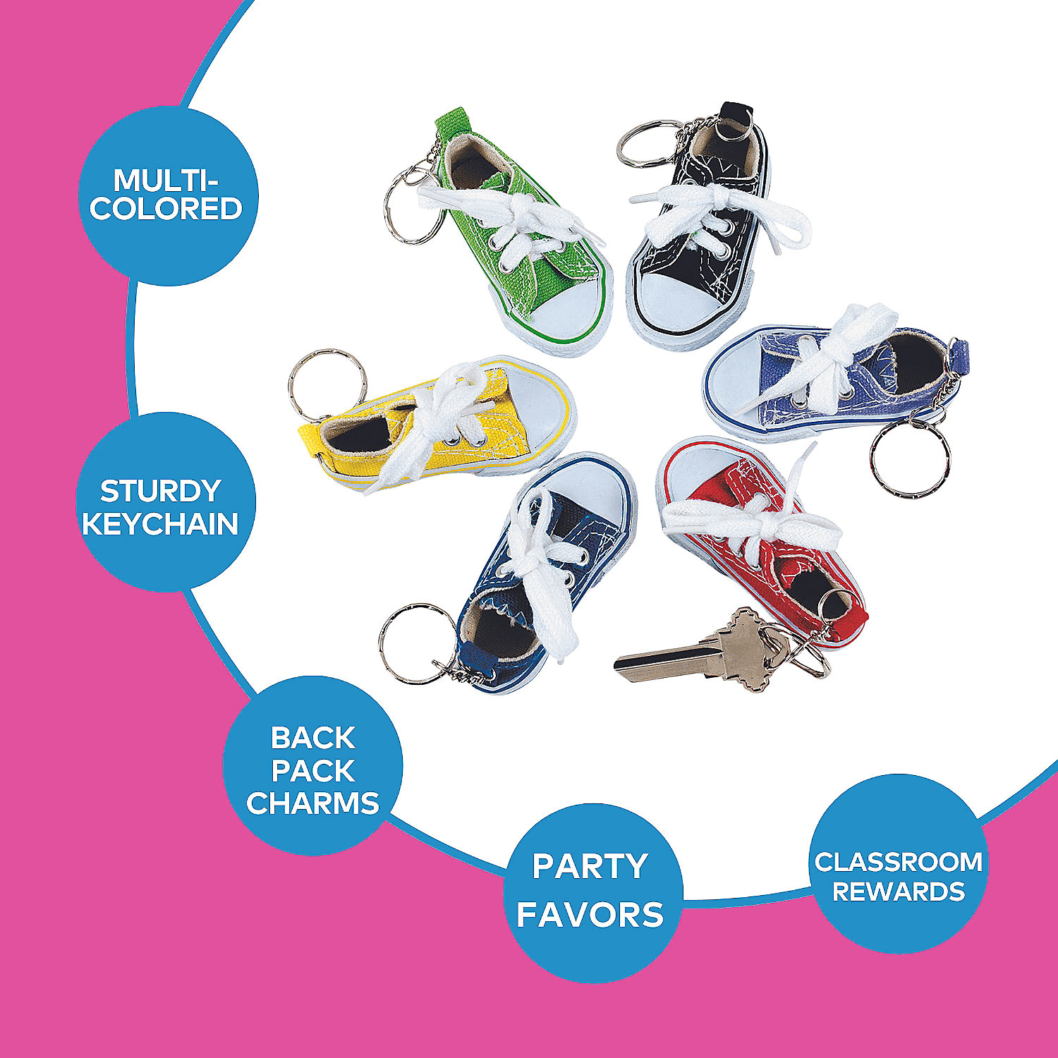 Canvas Tennis Shoe Key Chain - Party Favors - 12 Pieces