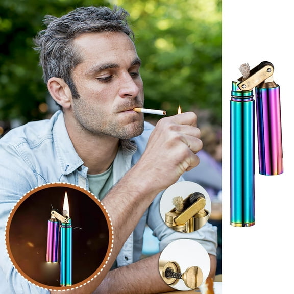 ShunRuiPi Black and Friday and Cyber and Monday Kerosene Brass Double Cut Stick Personalized Slim Mini Vintage Vintage Personalized Gift, Lighters, Candle Lighter, Lighters Bulk