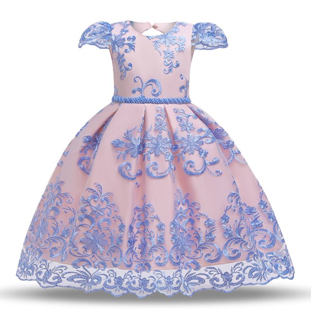 Vestido de fiesta para niñas de flores, vestido de princesa para niña, vestido de boda con lazo, vestidos de desfile para niños, ropa para bebés de 0 a 8 años, cumpleaños 8-9T (etiqueta 150) Gao Jinjia LED