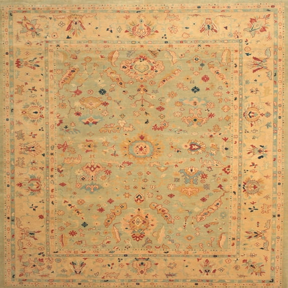 Ahgly Company Indoor Square Traditional Carrot Orange Area Rugs, 4' Square
