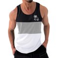 thumbnail image 1 of Hombres Casual Moda Patchwork Impresión Pullover Cuello Redondo Deportes Tanque, 1 of 3