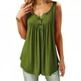 thumbnail image 1 of Womens Summer Sleeveless V Neck Solid Color Casual Swing Shirts Flowy Tank Tops Blouses with Buttons, 1 of 5