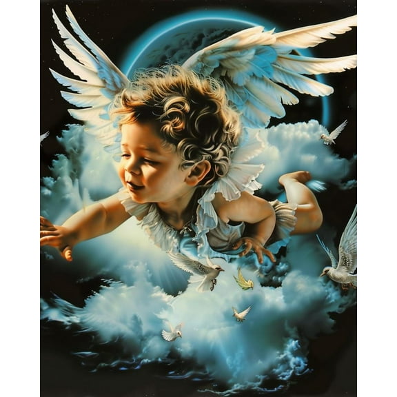 Paint by Numbers for Adults Kids Beginner Baby Angel in the Clouds DIY Acrylic Painting by Numbers Kits with Brushes Acrylic Pigment Home Decoration Gifts 16 x 20 inch