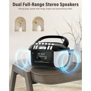Jazmm Portable Boombox CD Player, CD Cassette Player Combo, AM/FM Radio, Tape Recording, LCD Display