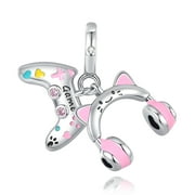 AMUEFER 925 Sterling Silver Charm for Bracelets Game Console & Headphone Dangle Charms Women Bracelet Charm