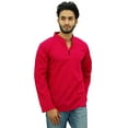 thumbnail image 2 of Atasi Men's Band Collar Short Kurta Fuchsia Cotton Casual Shirt-Small, 2 of 7