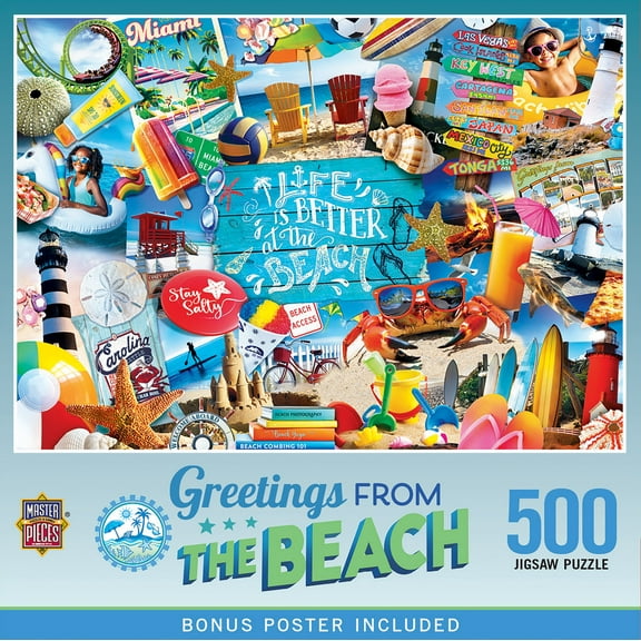 MasterPieces 500 Piece Jigsaw Puzzle - Greetings From the Beach - 15"x21"